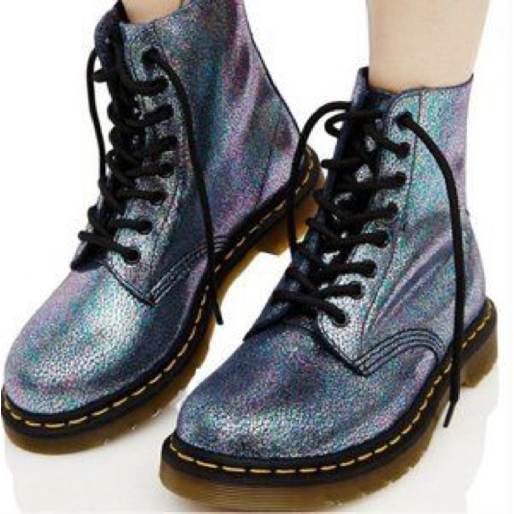 EUC Dr. Martens pascal sparkle iridescent mermaid boots